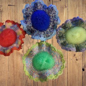 Dish WASHCLOTH/SCRUBBIE Set of 4 - Approx. 6" Round - HANDMADE CROCHETED